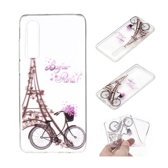 Huawei P30 printtikuvio pehmeä suojakotelo - Eiffel Torni ja Polkupyörä