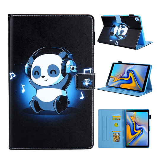 Samsung Galaxy Tab A 10.1 (2019) pattern multi-angle leather case - Bear Listening Music
