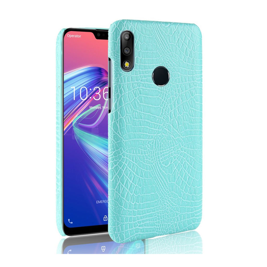 Asus ZenFone Max Pro (M2) krokotiili pintainen nahkainen suojakotelo - Sinivihreä