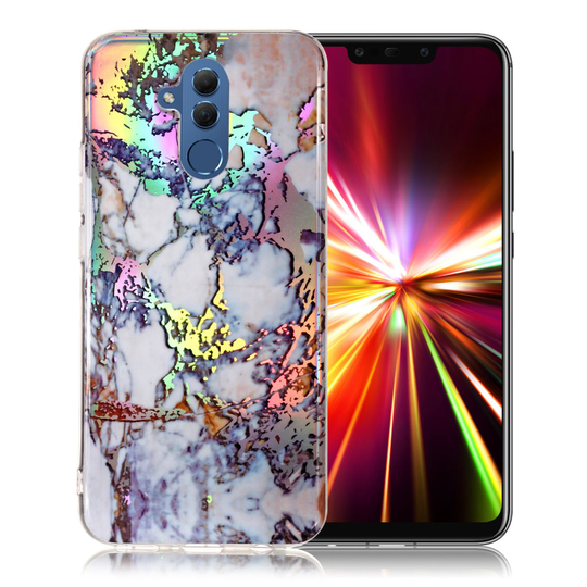Huawei Mate 20 Lite IMD marmori kuviollinen metallinen silikooni kuviollinen joustava takasuoja kuori - Tumman Sininen