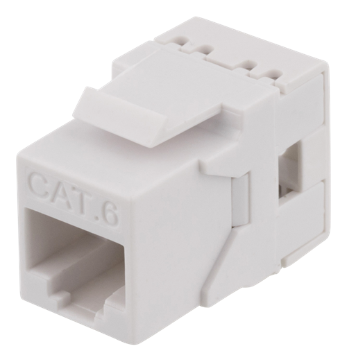 Keystone-liitinmoduuli, Cat6, Johtimien Asennus LSA- Tai 110-työkalulla, Muovia, 180°, Valkoinen