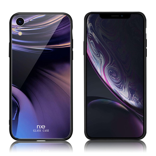 iPhone Xr NXE lasi ja muovi hybriidi suojakuori kuviolla - Tyyli D