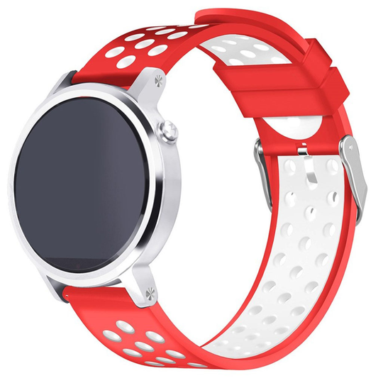 Samsung Gear S3 Kaksi Sävyinen Silikooni Muovinen Pehmeä Kellon Vaihto Ranneke - Punainen/ Valkoinen