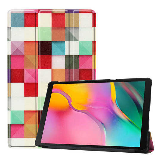 Samsung Galaxy Tab A 10.1 (2019) tri-fold leather case - Colorful Check