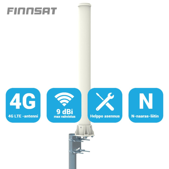 FINNSAT FS3000 4G/3G/GSM PAALUANTENNI + N/SMA ADAPTERI + 10M KAAPELI +TS9 ADAPTERI