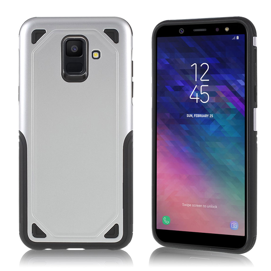Samsung Galaxy A6 Hybriidi Karu PC ja TPU Takasuoja Kuori - Hopea