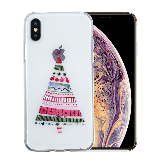 iPhone XS joulu kuviollinen silikooni muovinen pehmeä takasuoja kuori - Kuviollinen Joulukuusi