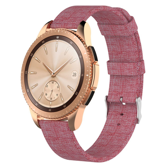 Samsung Galaxy Watch (42mm) Nailoni kangas kellon vaihto ranneke metalli soljella - Ruusu