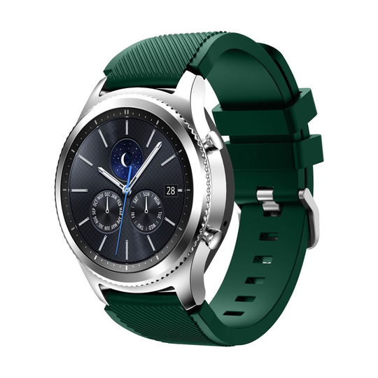 Samsung Gear S3 Trendikäs Joustava Silikoni Kellon Ranneke - Tummanvihreä