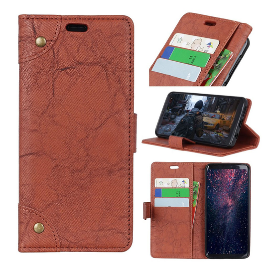 Nokia 5.1 Plus Retro Tyylinen Synteetti Nahkainen Lompakko Suojakotelo - Ruskea