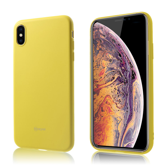 iPhone Xs Max ROAR KOREA matta pintainen joustava muovinen takasuoja kuori - Keltainen