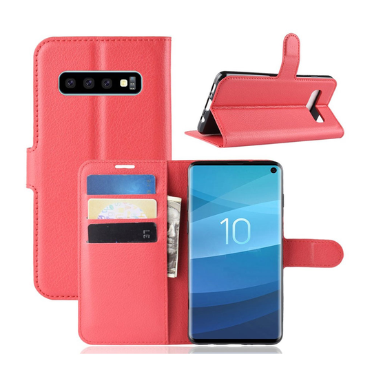 Samsung Galaxy S10 litsi nahkainen flip Suojakotelo - Punainen