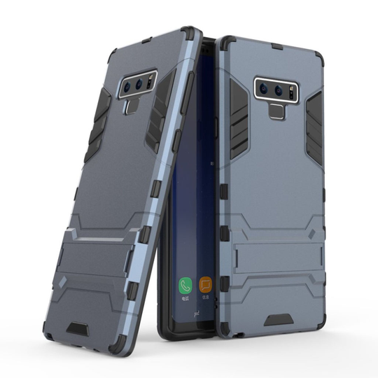Samsung Galaxy Note9 Iskukestävä Hybriidi Muovinen Takasuoja Kuori Jalkatuella - Tumman Sininen