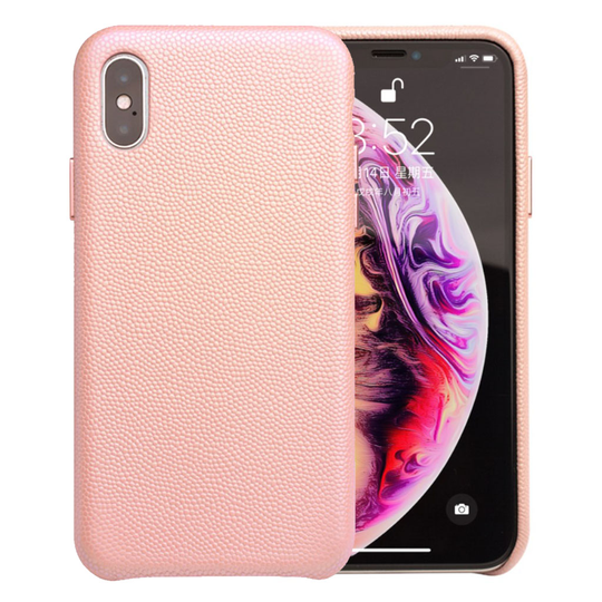 iPhone Xs Max QIALINO Classic sarjan kova muovinen aito lehmänvuohen nahkainen takasuoja kuori - Pinkki
