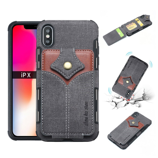 SHOUHUSHEN iPhone Xs Max vaahtera solki nahkainen suojakotelo - Tummanharmaa
