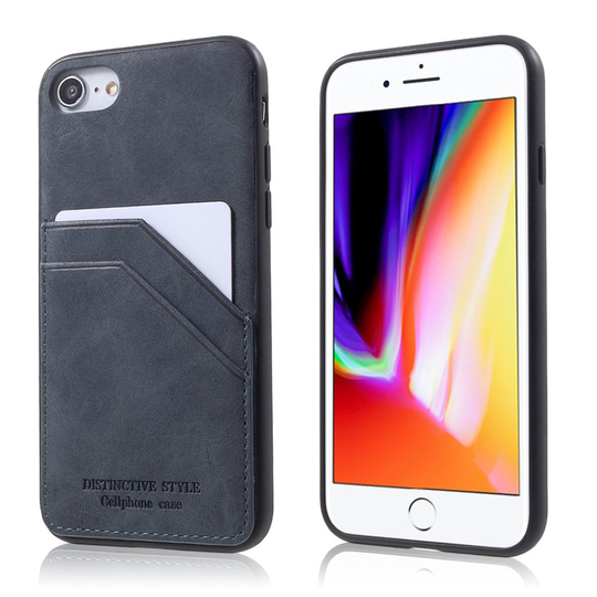 iPhone 7 / 8 Retro Tyylinen Synteetti Nahka Pinnoitettu Muovi Takasuoja Kuori - Harmaa