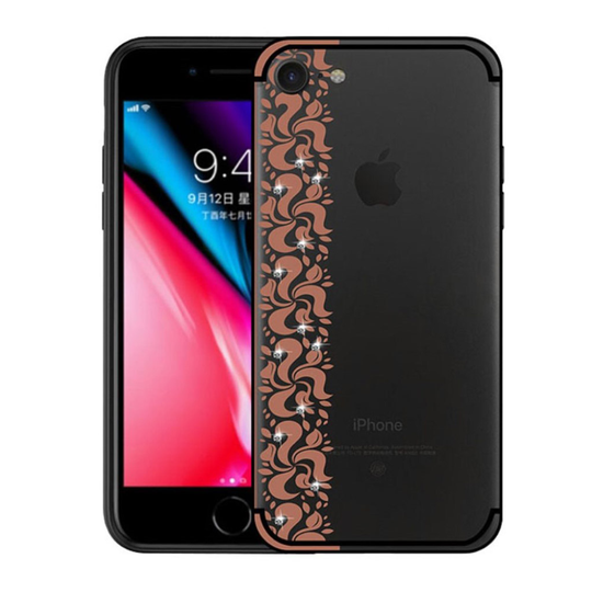 NXE iPhone 7 ja 8 kukkakuvioitu suojakuori - Ruskea
