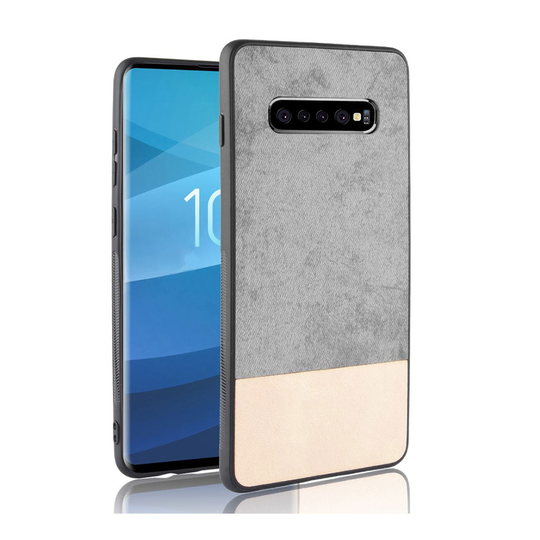 Samsung Galaxy S10 Plus kaksisävyinen hybrid nahkainen suojakotelo - Harmaa