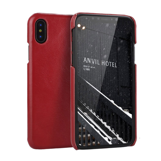 iPhone Xs Max retro aito nahka pinnoitettu kova muovinen takasuoja kuori - Punainen