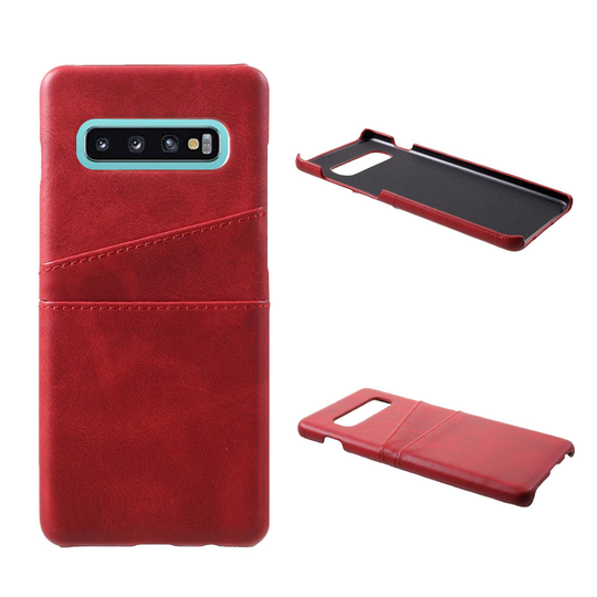 Samsung Galaxy S10 Plus nahkainen suojakotelo korttipaikalla - Punainen