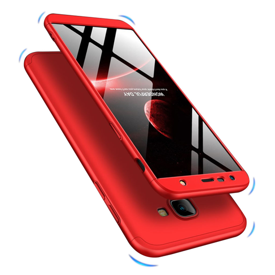 Samsung Galaxy J4 Plus (2018) GKK 3-palainen matta pintainen kova muovinen takasuoja kuori - Punainen