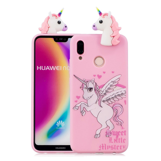 Huawei P20 Lite 3D Söpö Nukke Kuvio TPU Puhelin Kuori - Yksisarvinen
