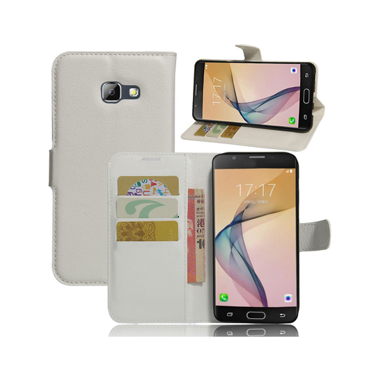 Samsung Galaxy A5 (2017) Nahkakotelo Lompakko Standillä - Valkoinen