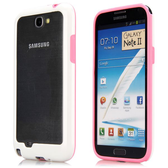 Dual Compund (Valkoinen - Vaaleanpunainen) Samsung Galaxy Note 2 Suojakehys