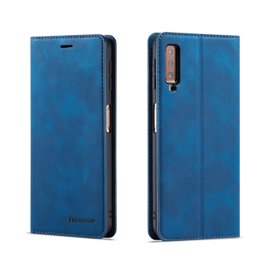 FORWENW Samsung Galaxy A7 (2018) nahkainen suojakotelo - Sininen