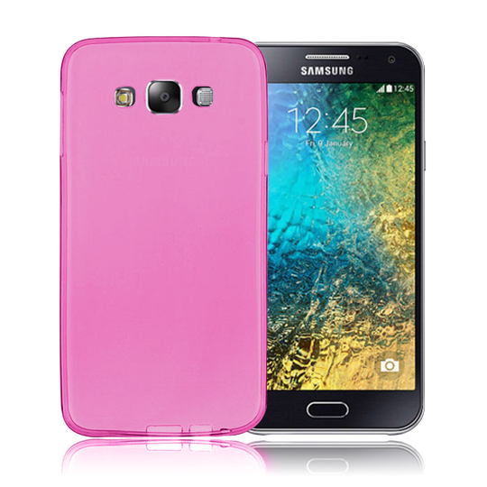 Samsung Galaxy E5 Transparent Cover (Flexible) (Pink)