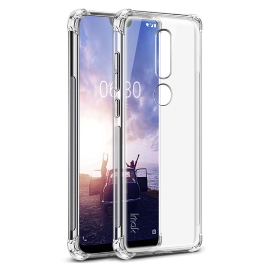 Nokia X6 IMAK Nahka Tuntuinen Iskunkestävä PC Muovi Takasuoja Kuori Ja Näytön Suojakalvo - Transparentti
