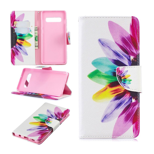 Samsung Galaxy S10 Plus kuosillinen nahkainen flip Suojakotelo - Terälehdet