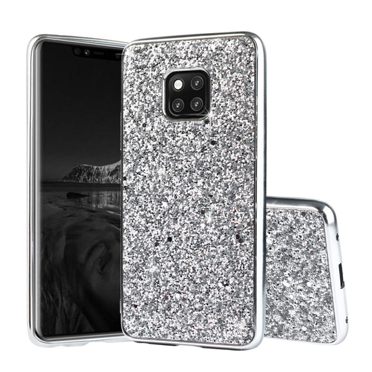 Huawei Mate 20 Pro galvanisoiteu hybriidi muovinen takasuoja kuori kimalle puuterilla - Hopea