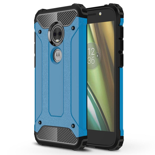 Motorola Moto E5 Play Kilpi Kova Hybriidi Muovinen Takasuoja Kuori - Vaalean Sininen