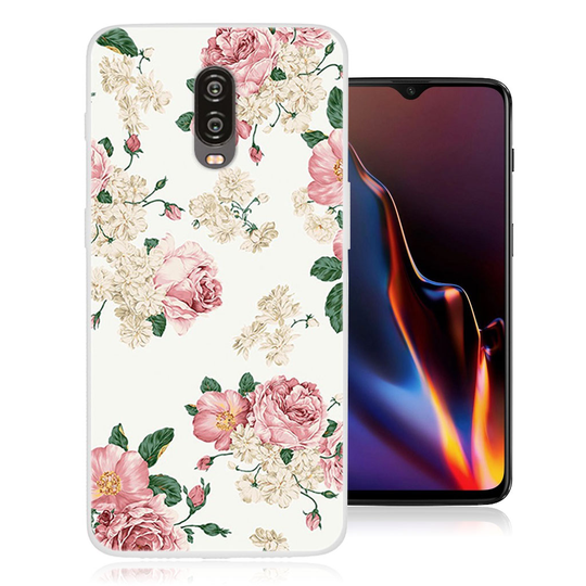 OnePlus 6T kuviollinen silikooni muovinen takasuoja kuori - Kukkivat Kukat