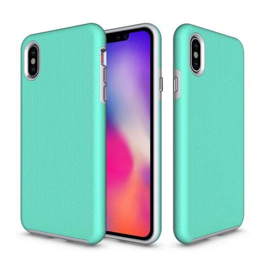 iPhone Xs Max Liukuestoinen hybriidi muovinen takasuoja kuori - Cyaani