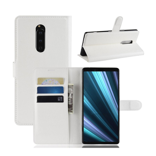 Sony Xperia XZ4 litsi pintainen nahkainen flip suojakotelo - Valkoinen
