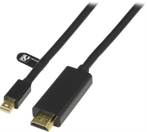 Näyttökaapeli Mini DisplayPort - HDMI, Välittää äänen, Full HD Taajuudella 30 Hz, 2 M, Musta,