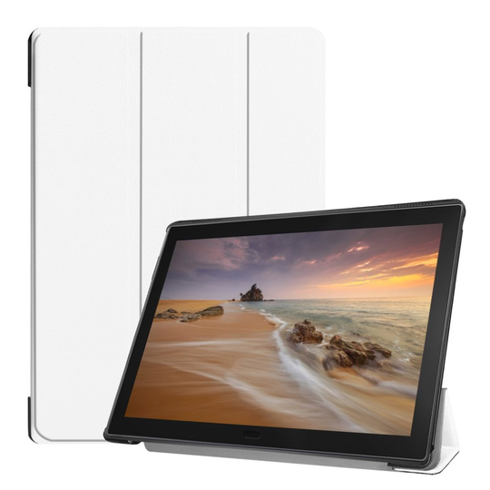 Lenovo Tab E10 tri-fold nahkainen flip suojakotelo - Valkoinen