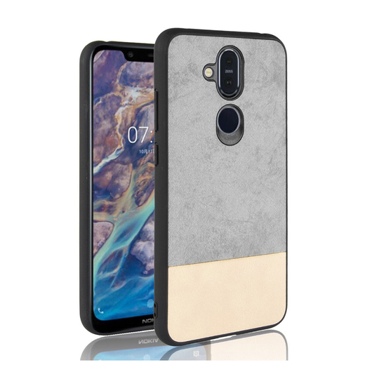 Nokia 8.1 kaksivärinen nahkainen hybrid Suojakotelo - Harmaa