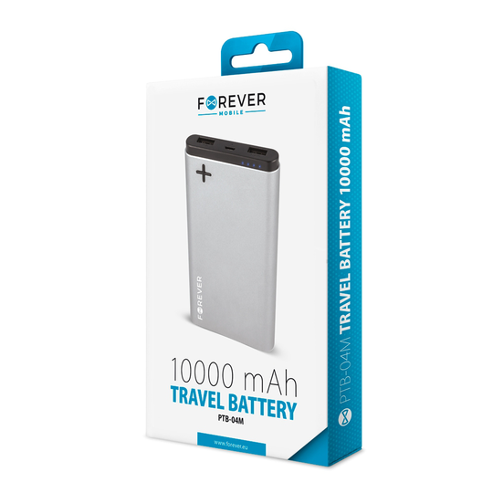 Forever PTB-04M POWER+ Varavirtalähde 10000 mAh harmaa