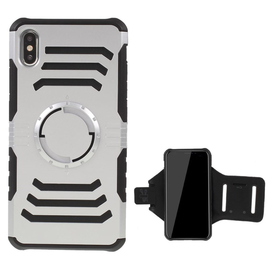 iPhone 9 Plus Hybriidi Muovi Yhdistelmä Takasuoja Kuori Magneetti Laatalla - Hopea