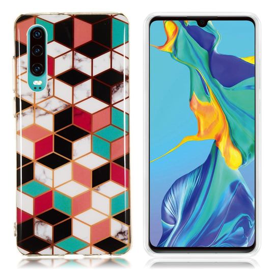 Huawei P30 marmori kuosinen pehmeä suojakotelo - Malli H