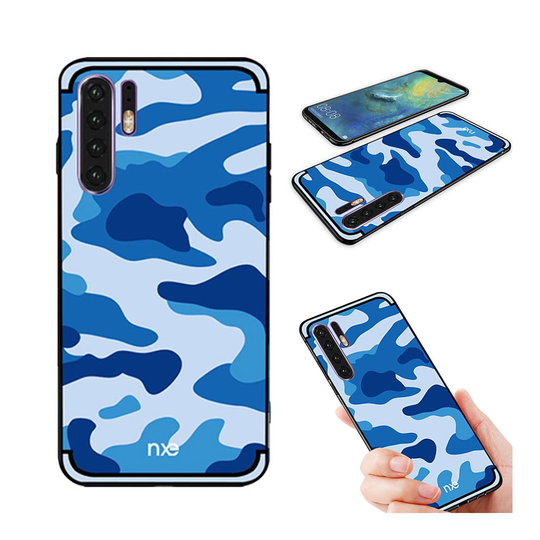 NXE Huawei P30 Pro camo-kuvioinen hybrid suojakotelo - Sininen