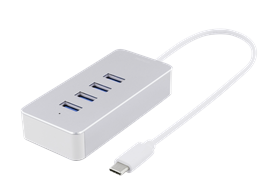DELTACO USB-C-hubi 4 x USB-A 3.1 porttien kokonaisvirtamäärä 0 9 A myyntipakkaus 0 1 m kaapeli hopea