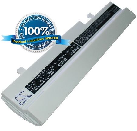 Asus Eee PC 1005HA 1005PE 1005PE 1001HA 1101HA R101 R105 R1001 R1005 akku 4400 mAh valkoinen