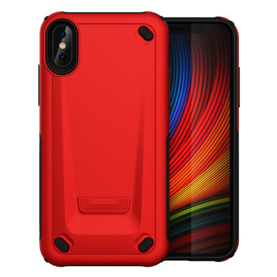 iPhone XS sporttinen hybriidi muovinen takasuoja kuori - Punainen