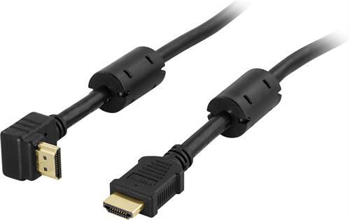 HDMI-kaapeli, Jossa Kulmaliitin HDMI High Speed With Ethernet, 19-pin Uros - Uros, 4K, Ultra HD, Eth