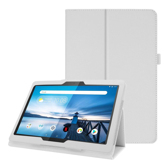 Lenovo Tab M10 litchi texture leather case - White