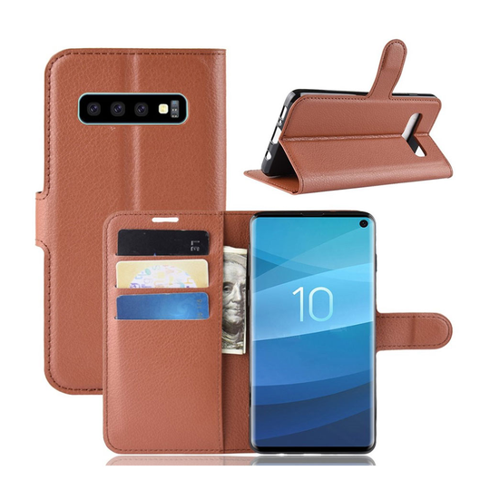 Samsung Galaxy S10 litsi nahkainen flip Suojakotelo - Ruskea